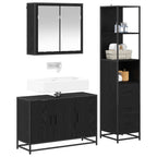 Badezimmermöbel-Set 3 pcs Schwarz Eichen-Optik Holzwerkstoff