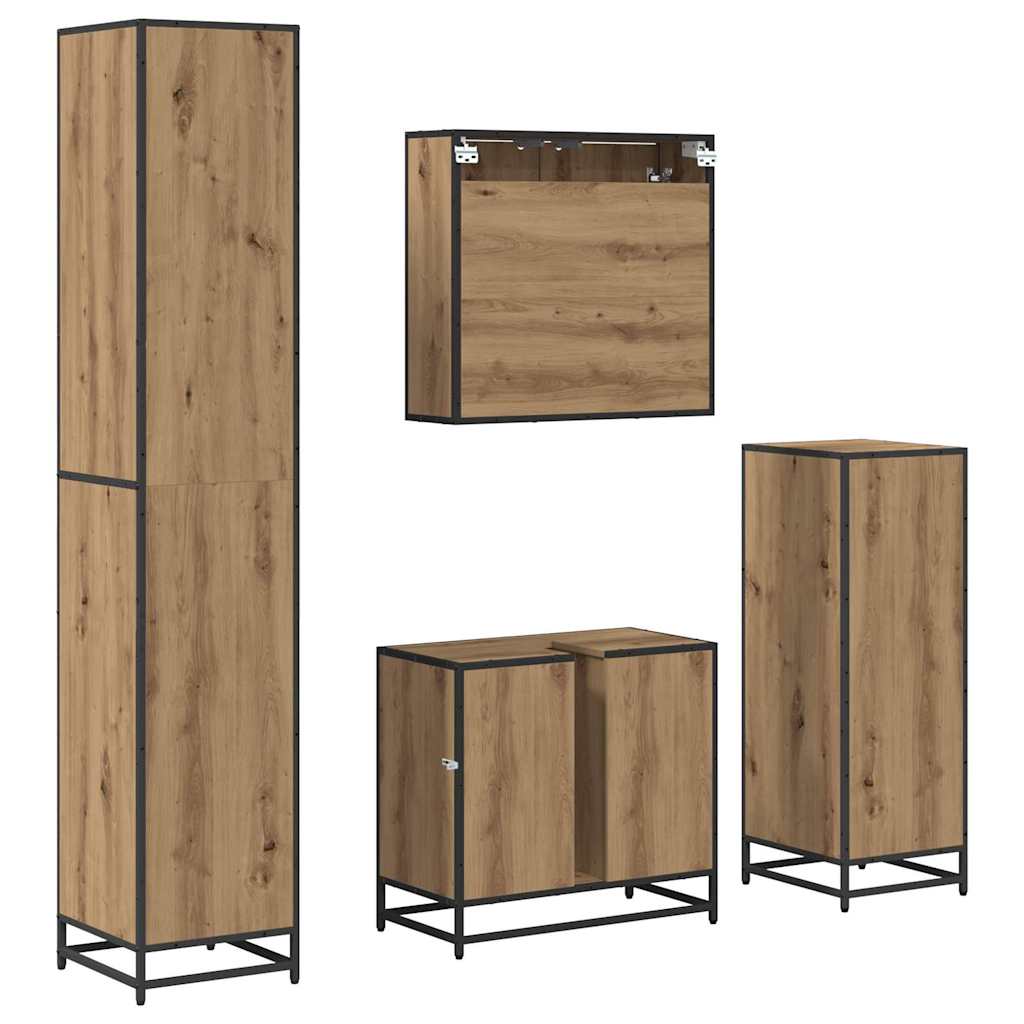 Badezimmermöbel-Set mit Regal 4 pcs Artisan-Eiche Holzwerkstoff
