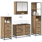 Badezimmermöbel-Set mit Regal 4 pcs Artisan-Eiche Holzwerkstoff