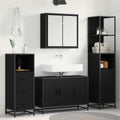 Badezimmermöbel-Set 4 pcs Schwarz Eichen-Optik Holzwerkstoff