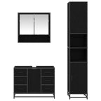 Badezimmermöbel-Set 3 pcs Schwarz Eichen-Optik Holzwerkstoff