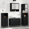 Badezimmermöbel-Set 3 pcs Schwarz Eichen-Optik Holzwerkstoff