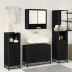 Badezimmermöbel-Set 3 pcs Schwarz Eichen-Optik Holzwerkstoff
