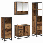 Badezimmermöbel-Set mit Schubladen 4 pcs Altholz Holzwerkstoff
