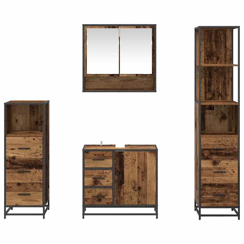 Badezimmermöbel-Set mit Schubladen 4 pcs Altholz Holzwerkstoff