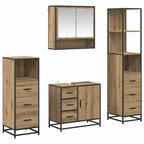 Badezimmermöbel-Set mit Regal 4 pcs Artisan-Eiche Holzwerkstoff