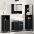 Badezimmermöbel-Set 3 pcs Schwarz Eichen-Optik Holzwerkstoff