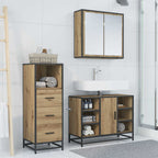 Badezimmermöbel-Set mit Regal 3 pcs Artisan-Eiche Holzwerkstoff