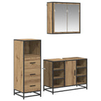 Badezimmermöbel-Set mit Regal 3 pcs Artisan-Eiche Holzwerkstoff