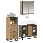 Badezimmermöbel-Set mit Regal 3 pcs Artisan-Eiche Holzwerkstoff