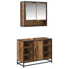 Badezimmermöbel-Set mit Regal 2 pcs Altholz Holzwerkstoff