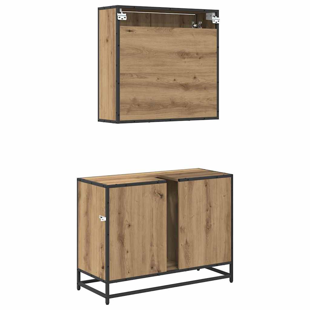 Badezimmermöbel-Set mit Regal 2 pcs Artisan-Eiche Holzwerkstoff