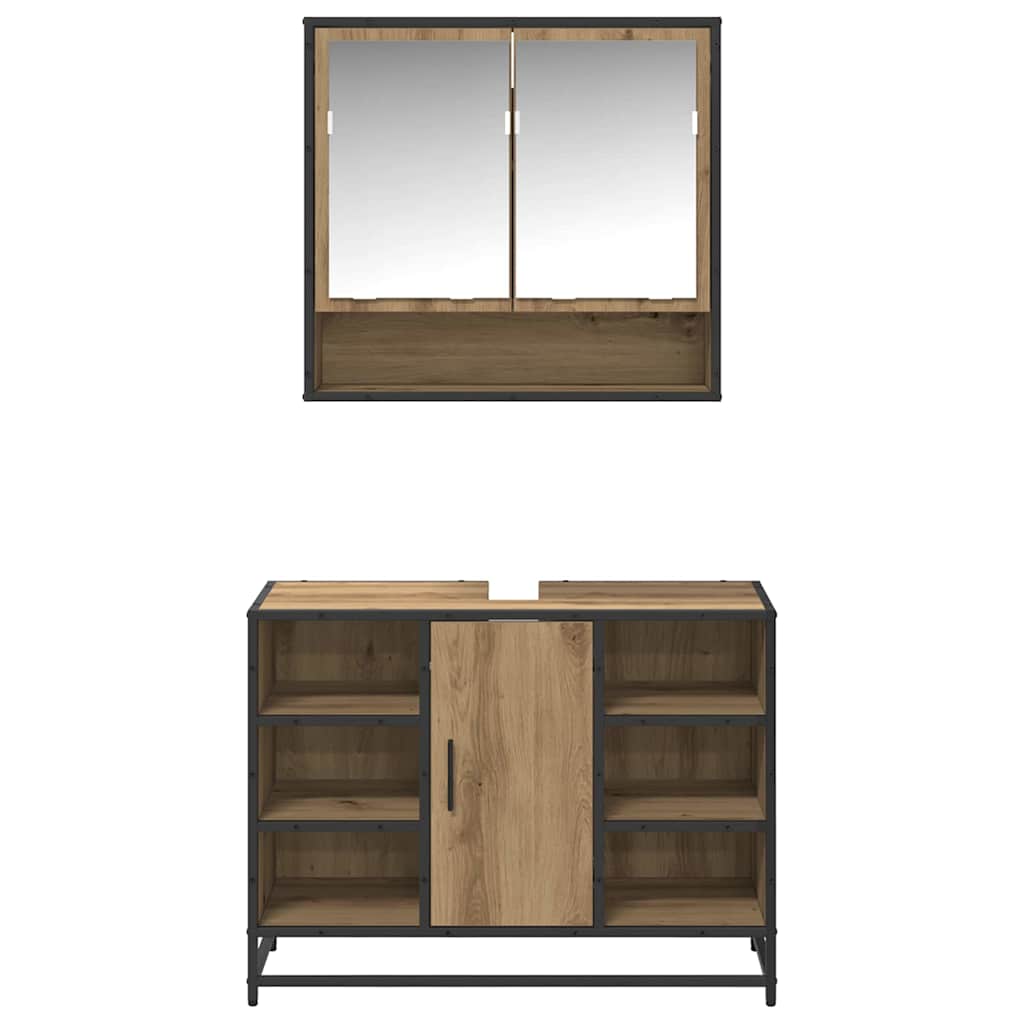 Badezimmermöbel-Set mit Regal 2 pcs Artisan-Eiche Holzwerkstoff