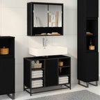 Badezimmermöbel-Set 2 pcs Schwarz Eichen-Optik Holzwerkstoff