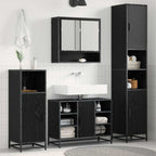 Badezimmermöbel-Set 4 pcs Schwarz Eichen-Optik Holzwerkstoff