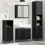 Badezimmermöbel-Set 3 pcs Schwarz Eichen-Optik Holzwerkstoff