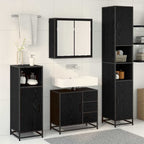 Badezimmermöbel-Set 3 pcs Schwarz Eichen-Optik Holzwerkstoff