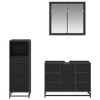 Badezimmermöbel-Set 3 pcs Schwarz Eichen-Optik Holzwerkstoff