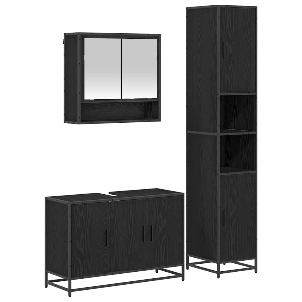 Badezimmermöbel-Set mit Regal 3 pcs Altholz Holzwerkstoff