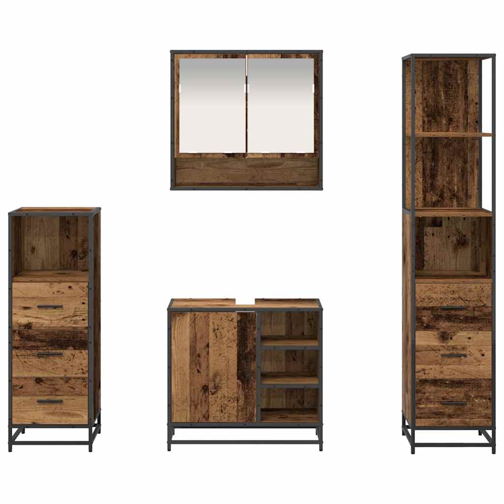 Badezimmermöbel-Set mit Schubladen 4 pcs Altholz Holzwerkstoff