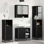 Badezimmermöbel-Set 4 pcs Schwarz Eichen-Optik Holzwerkstoff