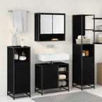Badezimmermöbel-Set 4 pcs Schwarz Eichen-Optik Holzwerkstoff