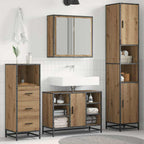 Badezimmermöbel-Set mit Regal 3 pcs Artisan-Eiche Holzwerkstoff