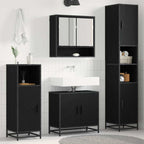 Badezimmermöbel-Set 3 pcs Schwarz Eichen-Optik Holzwerkstoff