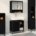 Badezimmermöbel-Set 2 pcs Schwarz Eichen-Optik Holzwerkstoff
