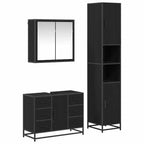 Badezimmermöbel-Set 3 pcs Schwarz Eichen-Optik Holzwerkstoff