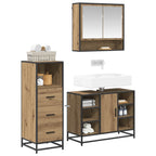 Badezimmermöbel-Set mit Regal 3 pcs Artisan-Eiche Holzwerkstoff