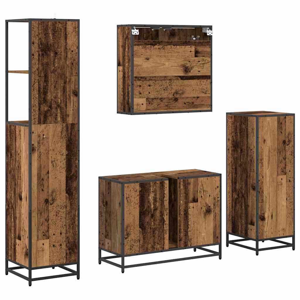 Badezimmermöbel Set mit Schubladen 4 pcs Altholz Holzwerkstoff