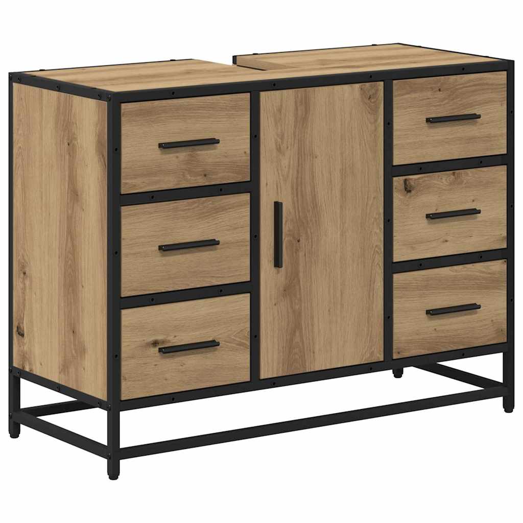 Badezimmermöbel Set mit Tür 4 pcs Artisan-Eiche Holzwerkstoff