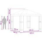 Pavillon 3 x 3 m Creme Polyester und Stahl 190 gsm