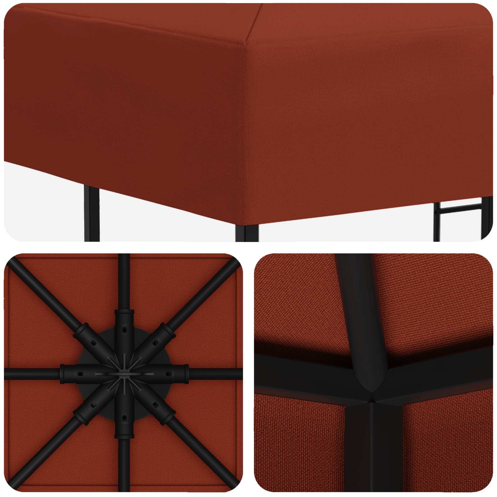 Pavillon 3 x 3 m Terrakotta Polyester und Stahl 190 gsm