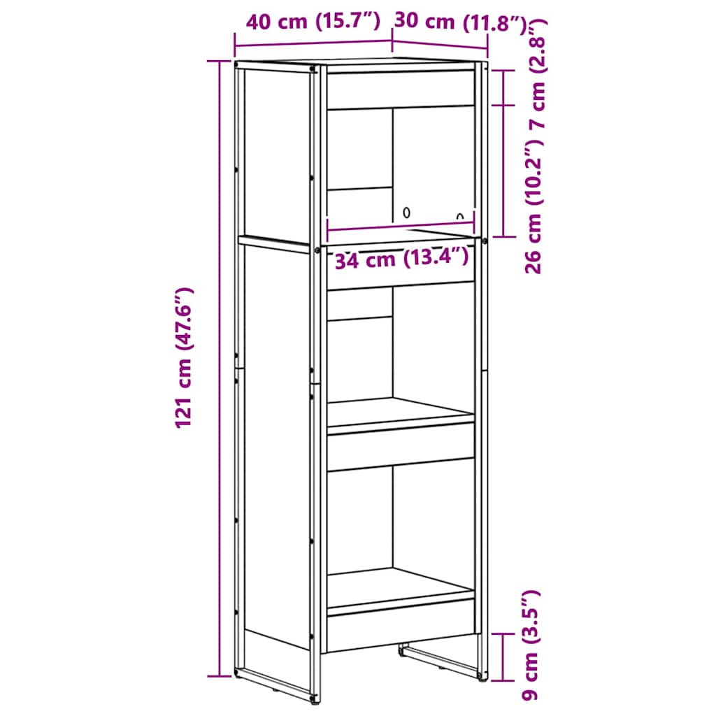 Bücherregal Graues Sonoma 40 x 30 x 121 cm Holzwerkstoff