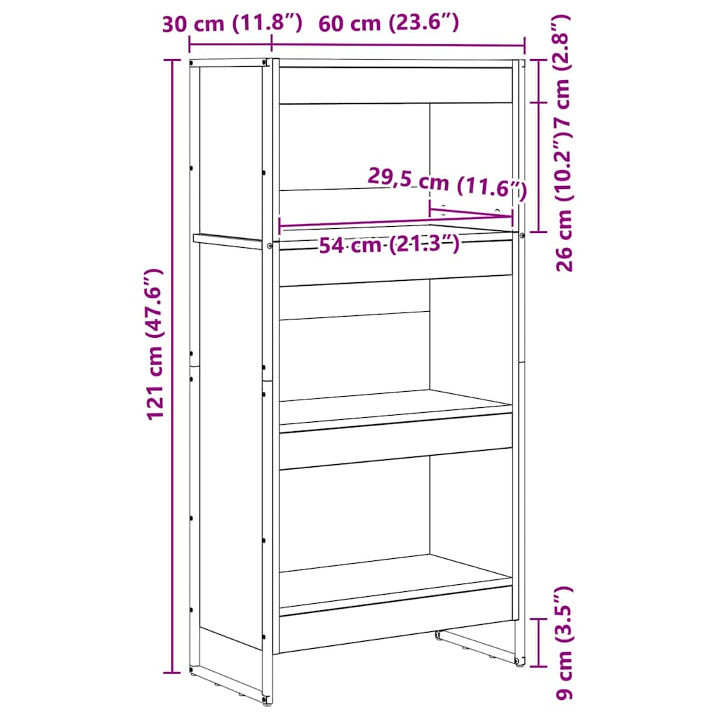 Bücherregal Altholz 60 x 30 x 121 cm Holzwerkstoff