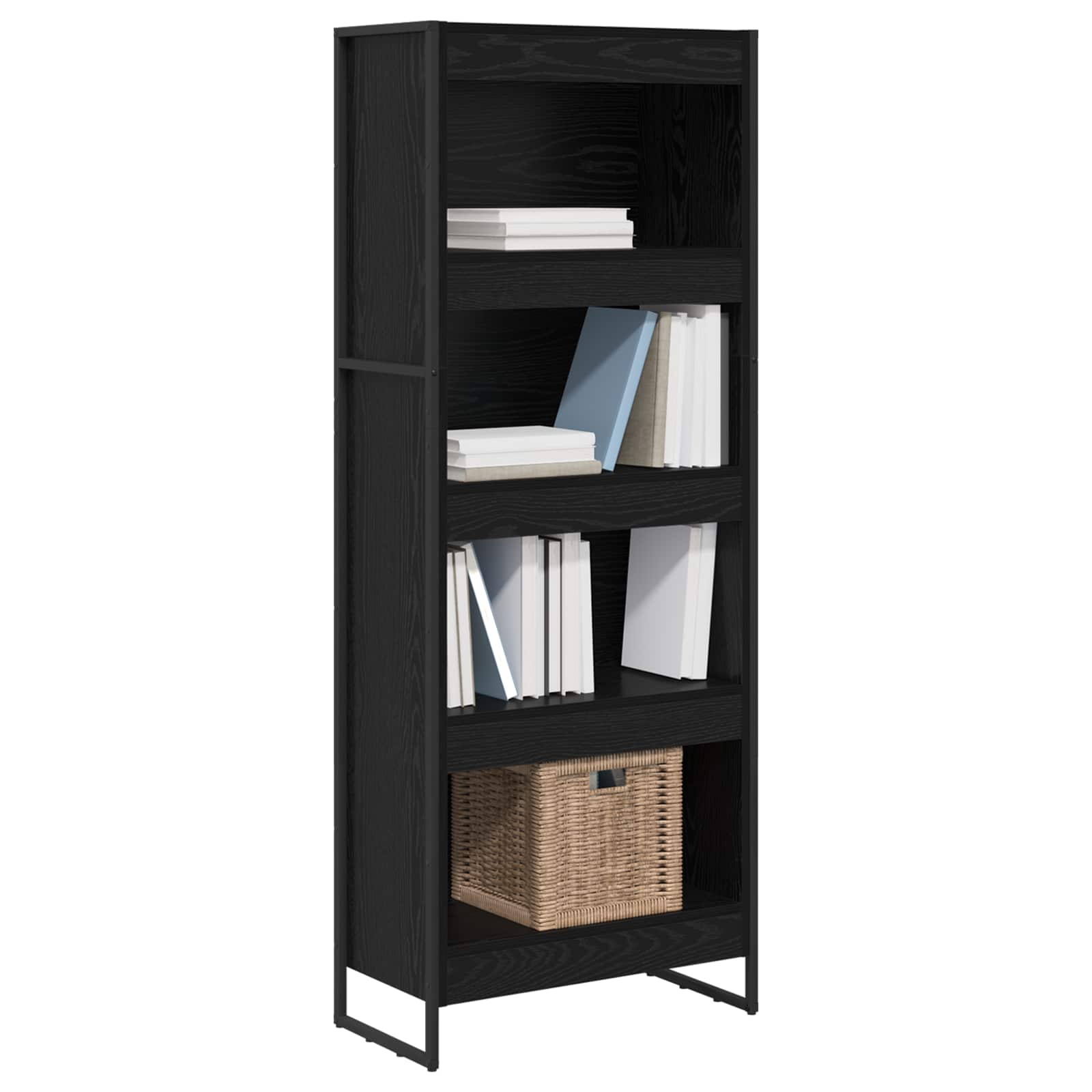 Bücherregal Schwarz Eichen-Optik 60 x 30 x 155 cm Holzwerkstoff