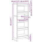 Bücherregal Raucharbe 60 x 30 x 155 cm Holzwerkstoff