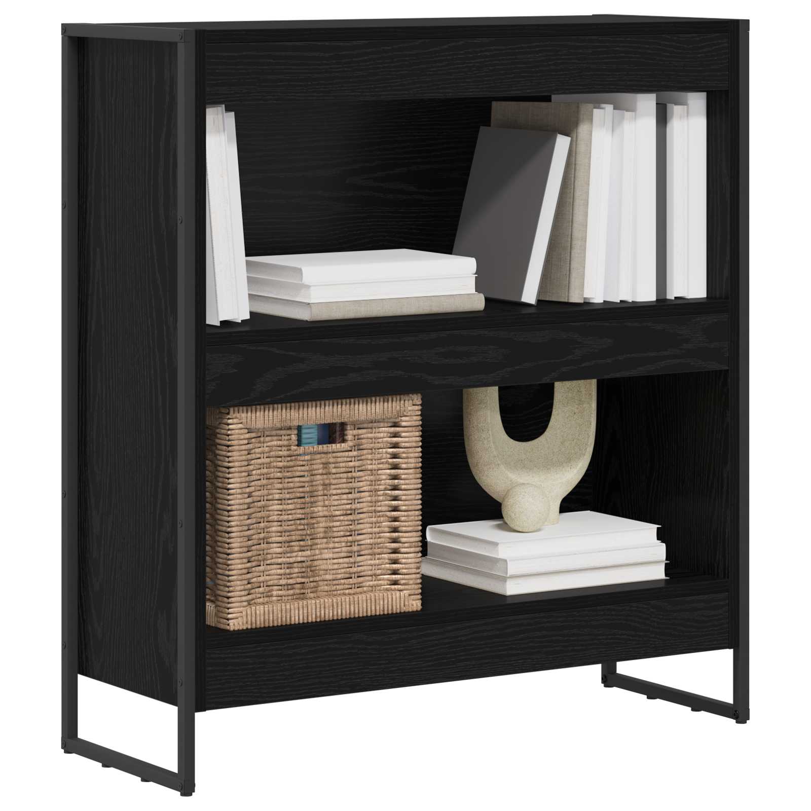 Bücherregal Schwarz Eichen-Optik 80 x 30 x 86,5 cm