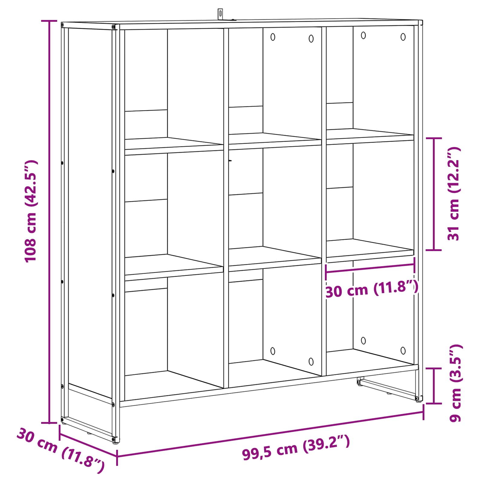 Bücherregal Graues Sonoma 99,5 x 30 x 108,5 cm Holzwerkstoff