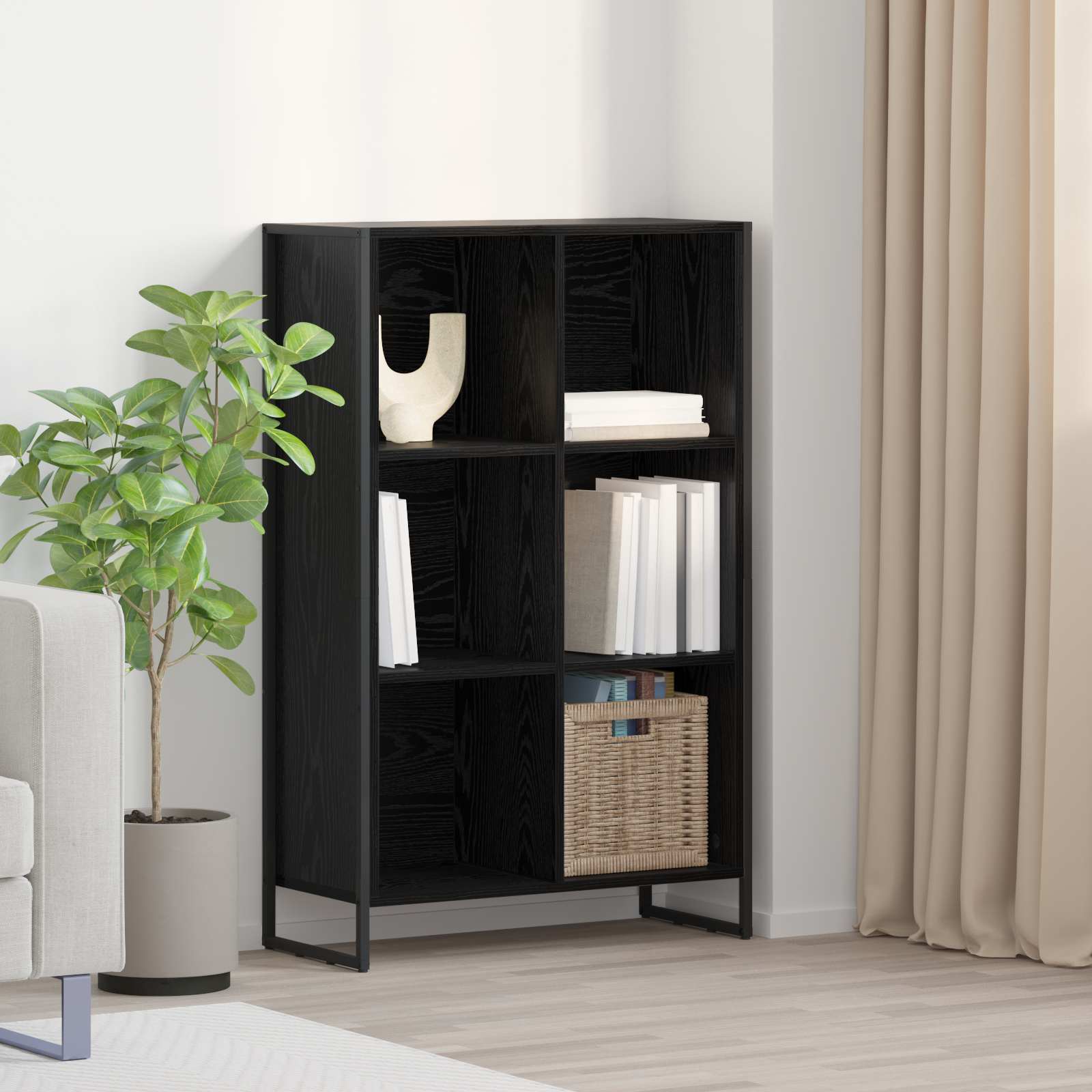 Bücherregal Schwarz Eichen-Optik 99,5 x 30 x 108,5 cm