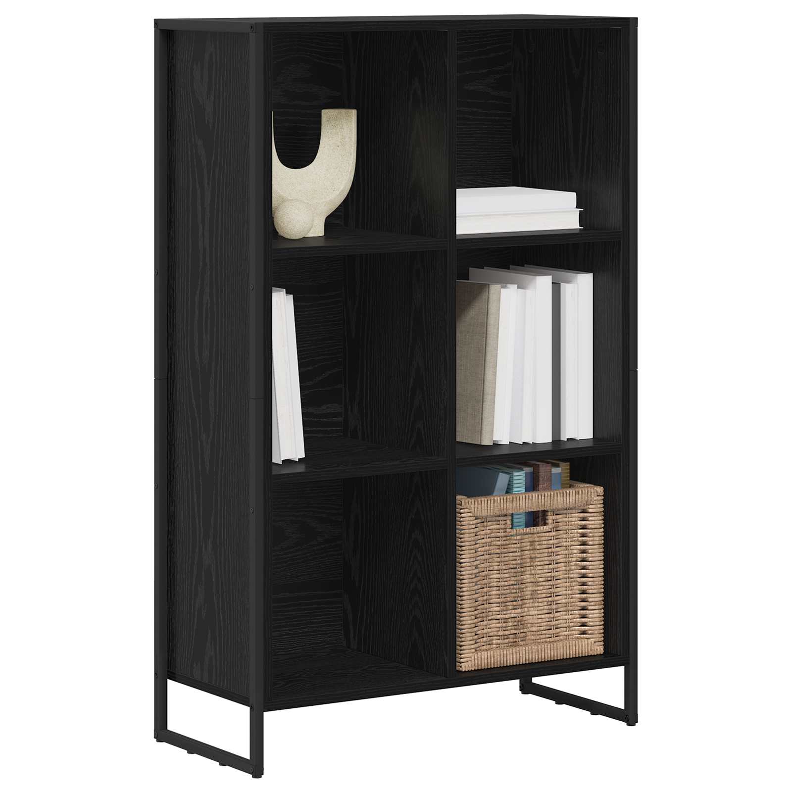 Bücherregal Schwarz Eichen-Optik 99,5 x 30 x 108,5 cm