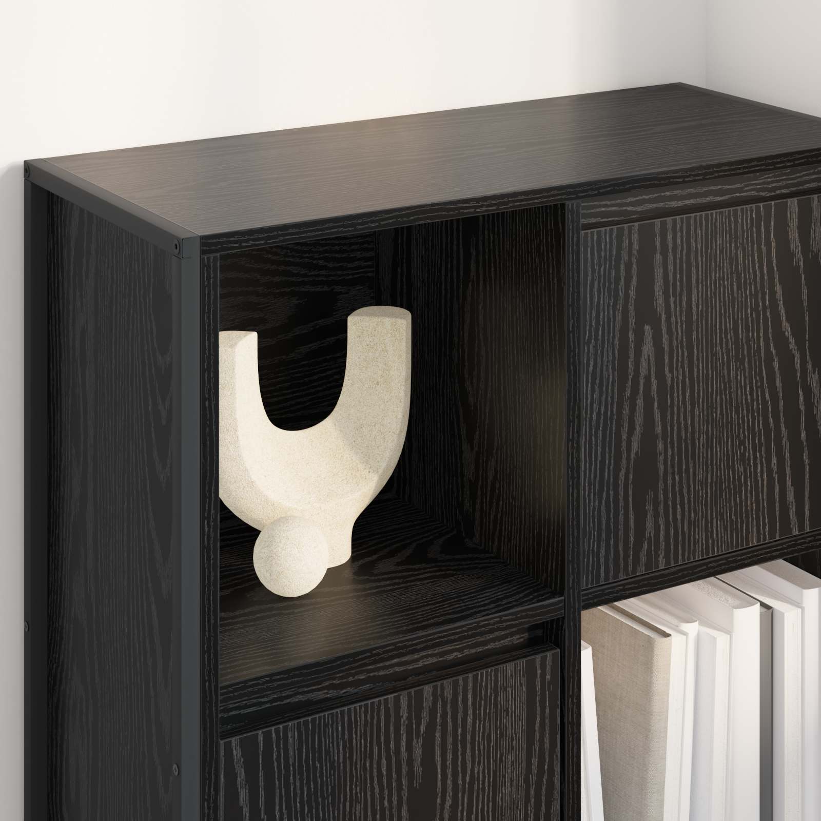 Bücherregal Schwarz Eichen-Optik 68 x 30 x 108.5 cm
