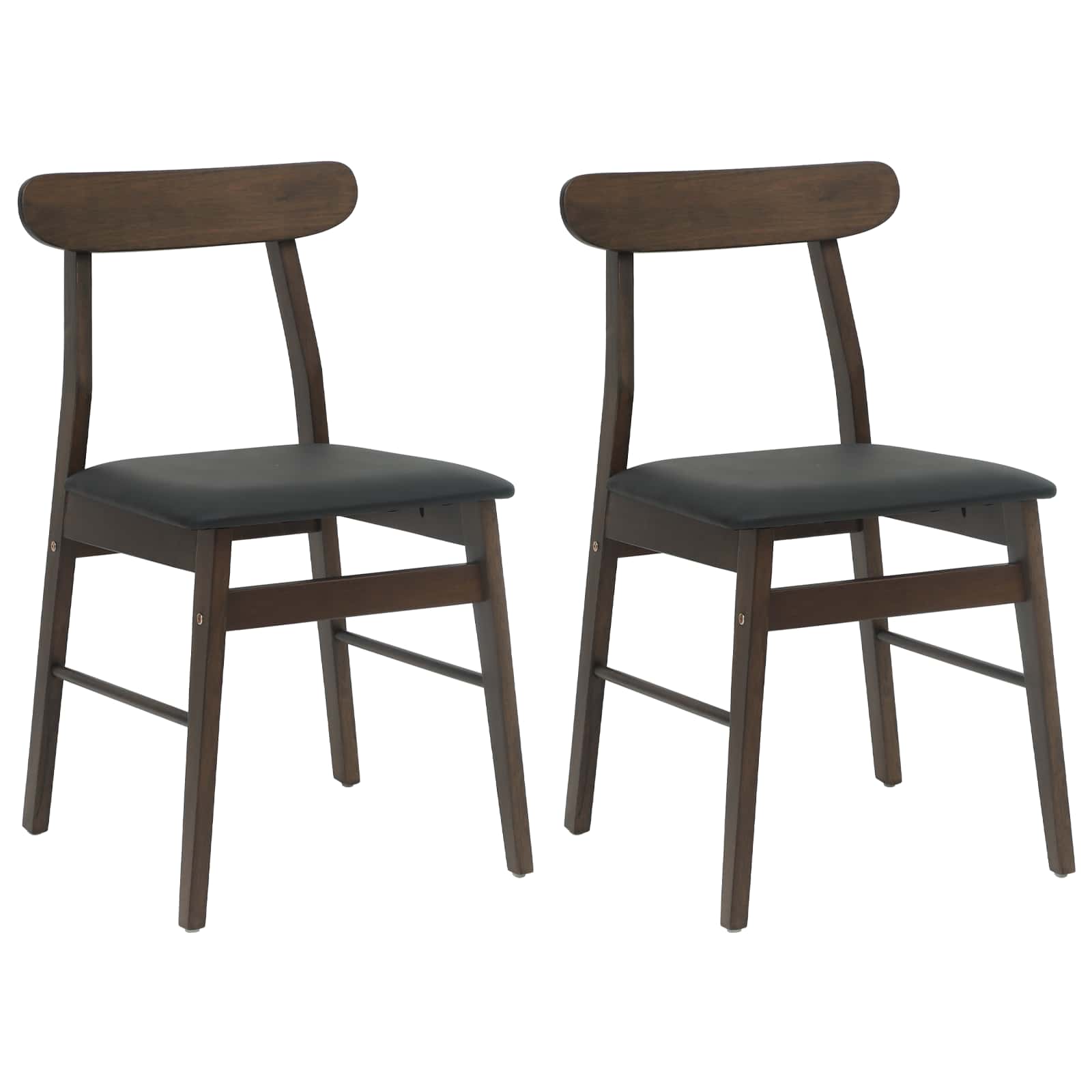 Esszimmerstuhl 2 pcs Dunkelbraun und Schwarz Massives Gummiholz