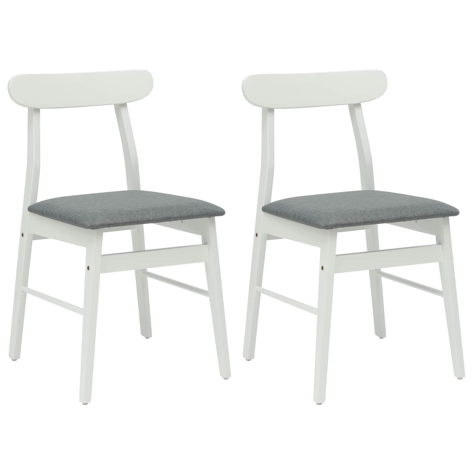 Esszimmerstuhl 2 pcs Weiß und Grau Massives Gummiholz