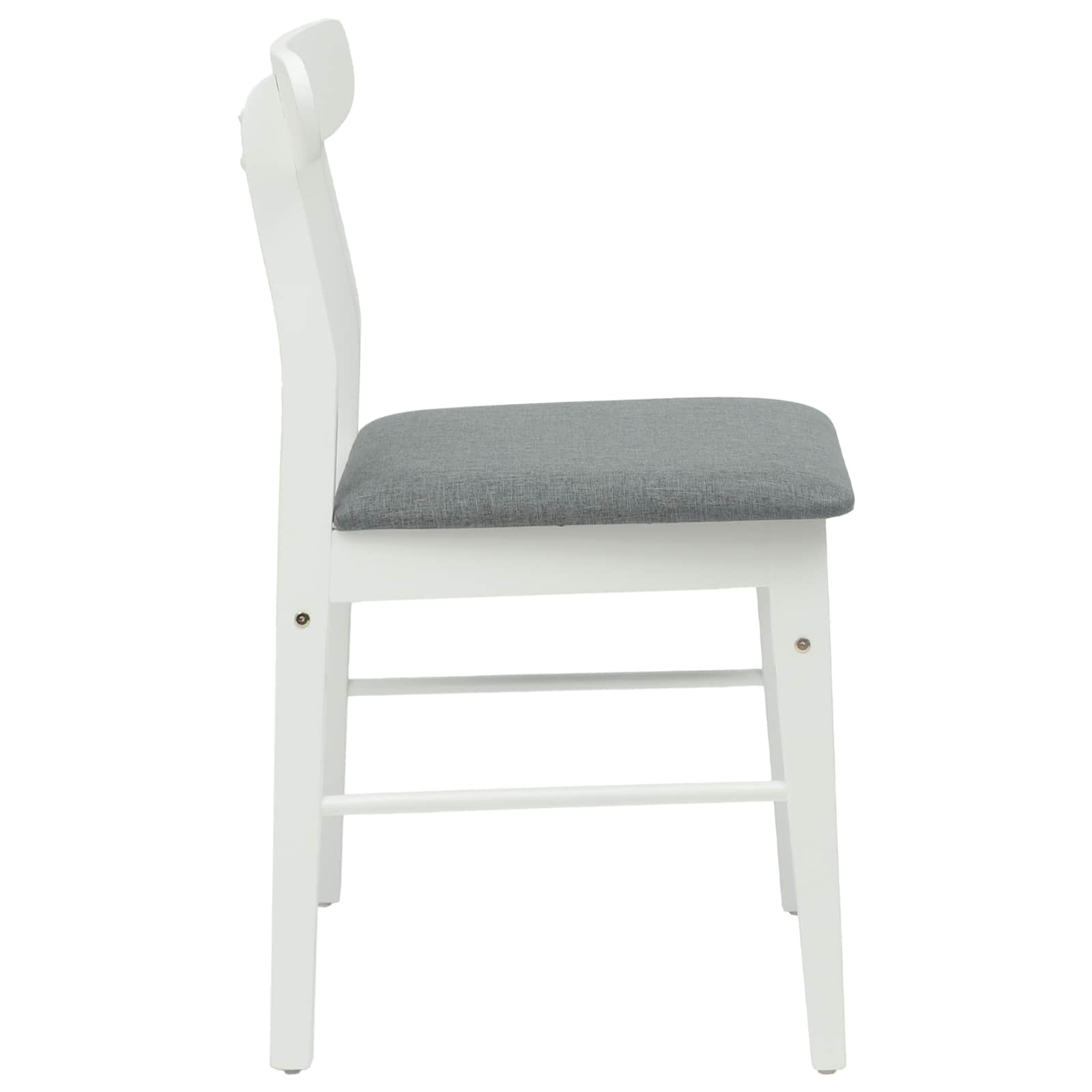 Esszimmerstuhl 2 pcs Weiß und Grau Massives Gummiholz