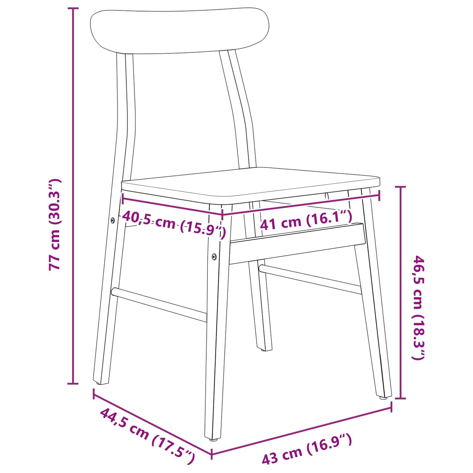 Esszimmerstuhl 2 pcs Weiß 43 x 44,5 x 77 cm Massives Gummiholz