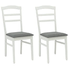 Esszimmerstuhl 2 pcs Weiß und Grau Massives Gummiholz
