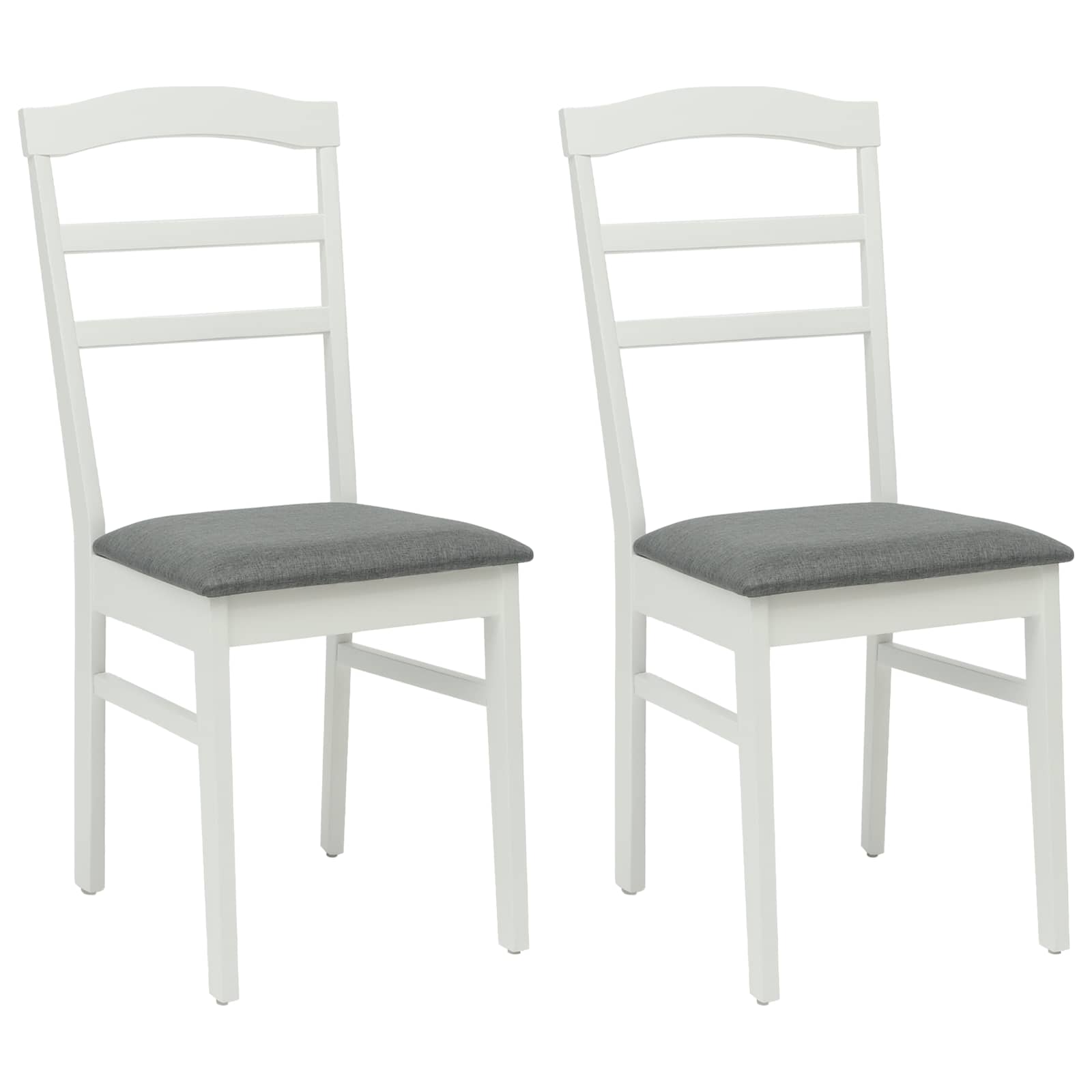 Esszimmerstuhl 2 pcs Weiß und Grau Massives Gummiholz